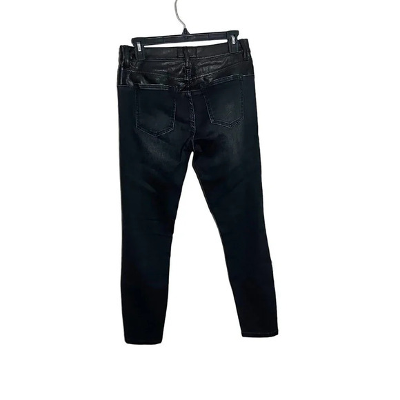 Current/Elliott Fused High Rise Stiletto Jeans Rocco Leather Piecing Black 26 - Picture 4 of 8